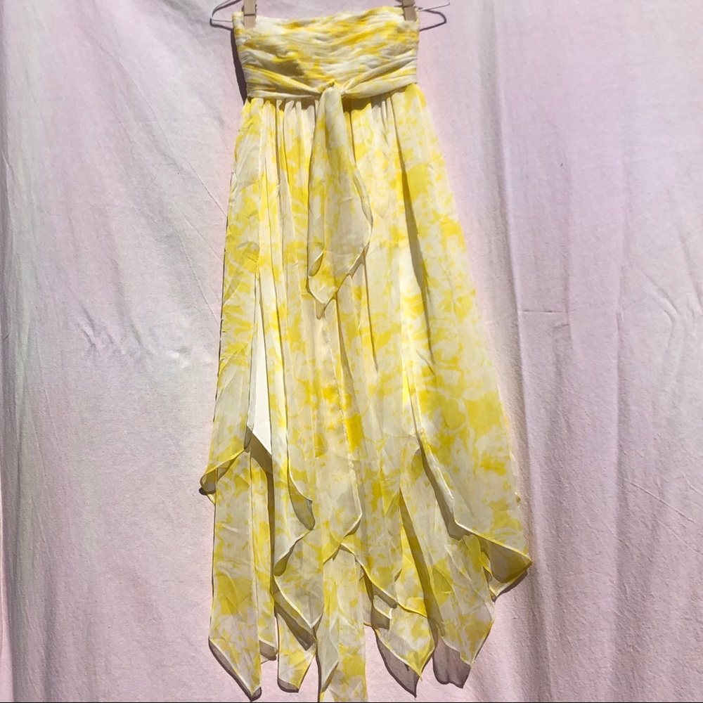 Jill Stuart Strapless Yellow/White Dress, Size 2